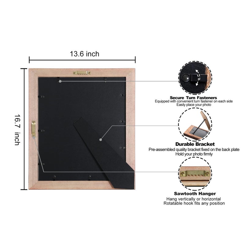 VIOLABBEY 11x14 Diploma Frame with Double Mat for 8.5x11 Documents&Certificates, Smooth Cherry Wood Grain Finish, Wall Mounting&Tabletop Display, Tempered Glass, Blue Mat with Gold Rim - Image 3